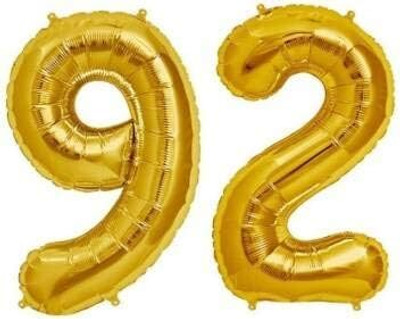 Shiv Solid Golden Number 92 Foil Balloon - 16 Inch - Personalize with Names or Messages Balloon(Gold, Pack of 2)