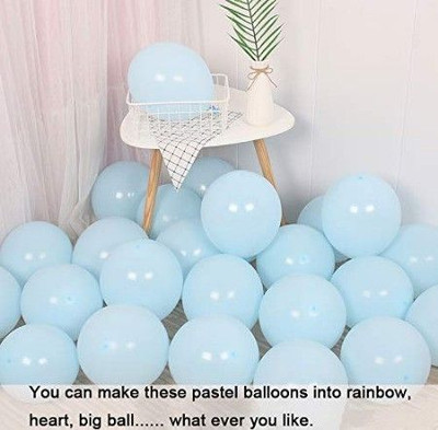 Bloomsevent Solid Pastel Blue Balloons Latex Party Balloons (Pack Of 100pc) Balloon(Blue, Pack of 100)
