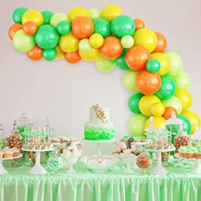 R G ACCESSORIES Solid Green orange yellow balloon garland kit (62pcs) for birthday,baby shower,wedding Balloon(Green, Orange, Yellow, Pack of 60)