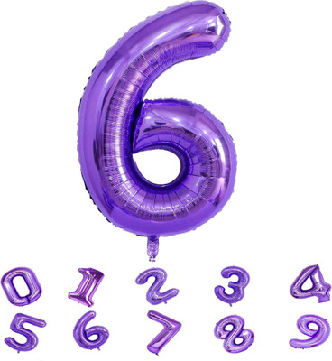 Fun Town Solid Number 6/Six Foil Balloon milestone 32 Inch 6th Birthday Decoration Balloon(Purple, Pack of 1)