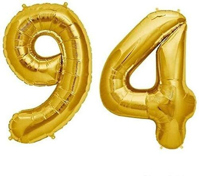 Shiv Solid Golden Number 94 Foil Balloon - 16 Inch - Personalize with Names or Messages Balloon(Gold, Pack of 2)