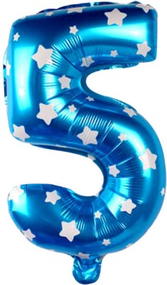Crazykart Printed 16 Inch 5 Fifth Five Printed Number Foil Balloon For Birthday Party Decoration Letter Balloon(Blue, Pack of 1)