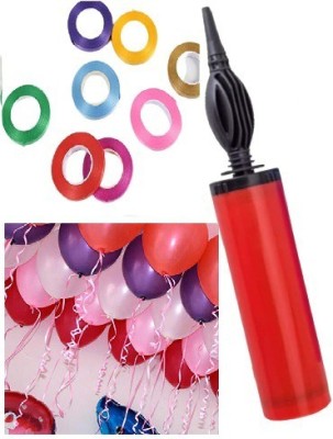 RJV Global Solid Balloon Decorating Garland - 1 Balloon Pump & 8 Pcs Curling Ribbon Multi Balloon Bouquet(Multicolor, Pack of 9)