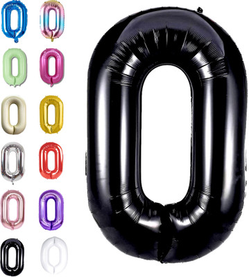 Party Bird Solid Birthday/ Decoration Foil Plain 0 Number 32 Helium Supported Letter Balloon(Black, Pack of 1)