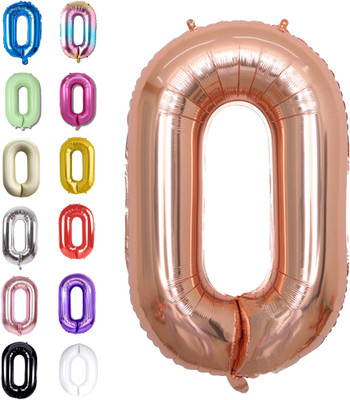 Party Parindey Solid Rose Gold Number 0 Foil Balloon 32 Inch Birthday, Anniversary & Party Decor Letter Balloon(Brown, Pack of 1)