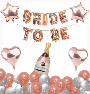 Tejal Trader Solid B2BRG+4StrHrtRG+30RG/Sil+RGchampagne Balloon(Pink, Silver, Pack of 44)