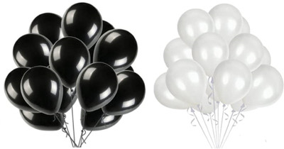 Decor Style Store Solid 10inch Metallic Balloons for Birthday Decoration/Anniversary Party Decoration Balloon(White, Black, Pack of 100)