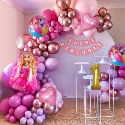 specialyou.in Printed SpecialYou Barbie Theme 1st Birthday Decorations for girls, barbie foil Balloon(Purple, Pink, Pack of 72)