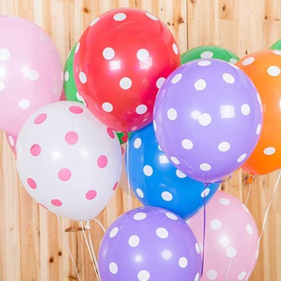 Hippity Hop Printed Polka Dot Spotty Balloon For Party Decoration, anniversary, birthday, engagement Balloon(Multicolor, Pack of 10)