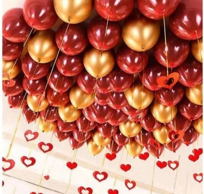 Mosclue Solid Hd/Metalic 50 Balloons Red And Gold For Kids/Adult/Party/Birthday Decorations Balloon(Red, Gold, Pack of 50)