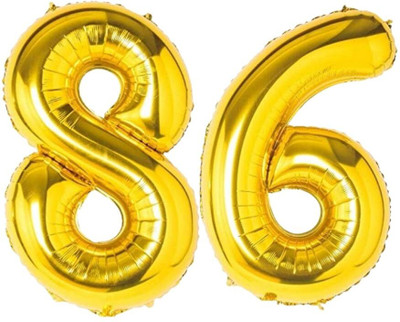 Angolalark Solid Gold Foil Number 86 Letter Balloon(Gold, Pack of 1)