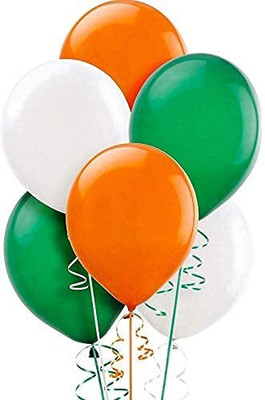 PARTY MIDLINKERZ Solid Green,Orange, WhiteMetallic Balloons For Balloons for Republic Day Balloon(Orange, White, Green, Pack of 25)