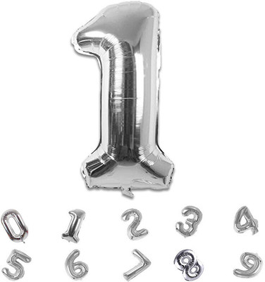 Décor Mantra Solid 1 Number Foil Balloon 32 inch for Birthday & Anniversary Decorations items kit Letter Balloon(Silver, Pack of 1)