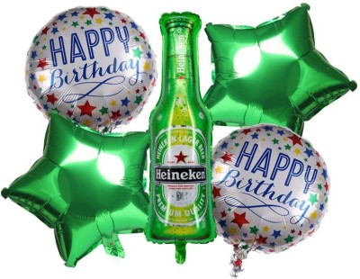 Abhinandan Decors Printed green beer bottle foil balloon 5 Balloon Bouquet(Green, Pack of 5)