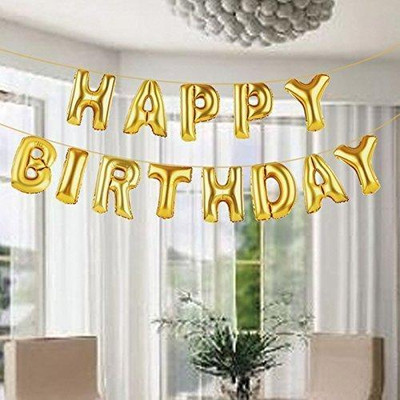 AAFOS Solid AA61 Letter Balloon(Gold, Pack of 1)