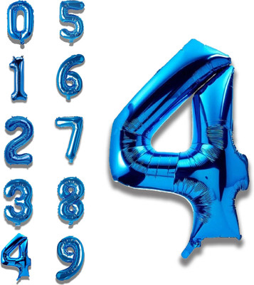 Party Bird Solid Birthday/ Decoration Foil Plain 4 Number 32 Helium Supported Letter Balloon(Blue, Pack of 1)