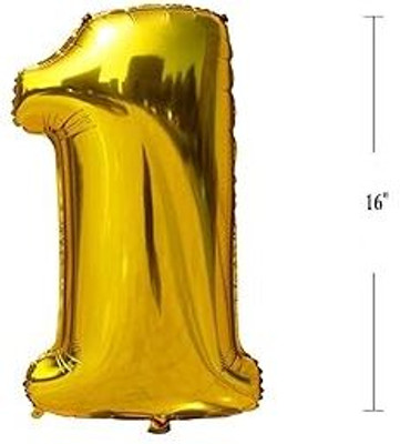 ThePartyHelper's Solid ThePartyHelpers 1 Number gold foil balloon 16 inch Letter Balloon(Gold, Pack of 1)