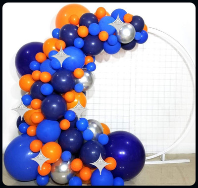 R G ACCESSORIES Solid space Theme Birthday Party For Kids – 71 Pcs Balloon-A Balloon(Blue, Orange, Silver, Pack of 71)