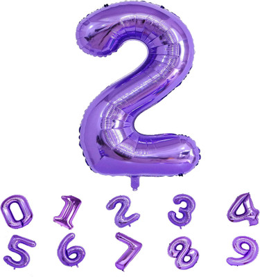 Party Parindey Solid Number 2/Second Foil Balloon milestone 32 Inch 2nd Birthday Decoration Balloon(Purple, Pack of 1)
