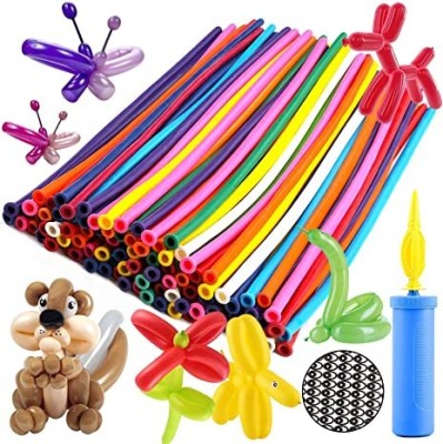 PARTY MIDLINKERZ Solid Solid Animals Kit Twisting Balloons with 1 Air Pump + 100pcs Latex Long Balloons Balloon(Multicolor, Pack of 100) PARTY MIDLINKERZ Solid Solid Animals Kit Twisting Balloons with 1 Air Pump + 100pcs Latex Long Balloons Balloon(Multicolor, Pack of 100)