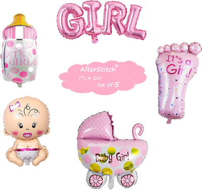 AFTERSTITCH Printed Set of 5 its a boy decoration items set of Reusable Foil Letter Balloon(Multicolor, Pack of 5)