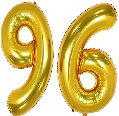 Shiv Solid Golden Number 96 Foil Balloon - 16 Inch - Personalize with Names or Messages Balloon(Gold, Pack of 2)