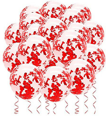 Rozi Decoration Printed Confetti Metallic Latex Balloons Red Theme Set of 20 for Birthday Party Decor Balloon(Red, Pack of 20)