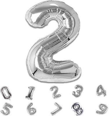 Décor Mantra Solid 2 Number Foil Balloon 32 inch for Birthday & Anniversary Decorations items kit Letter Balloon(Silver, Pack of 1)