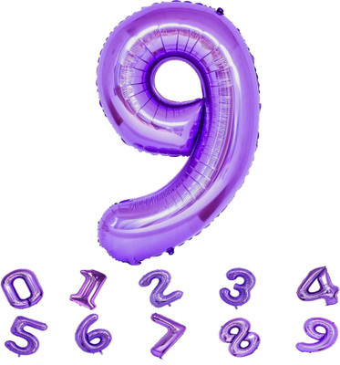 Fun Town Solid Number 9/Nine Foil Balloon milestone 32 Inch 9th Birthday Decoration Balloon(Purple, Pack of 1)