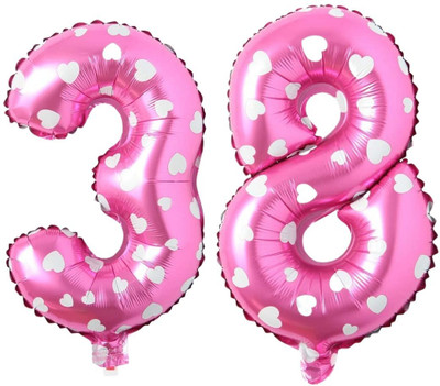 Angolalark Solid Pink Foil Number 38 Letter Balloon(Pink, Pack of 1)