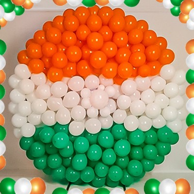 ARV Zone Solid Orange white Green Tricolour Balloons 50pcs Independence/Republic Day Decoration Balloon(Orange, White, Green, Pack of 1)