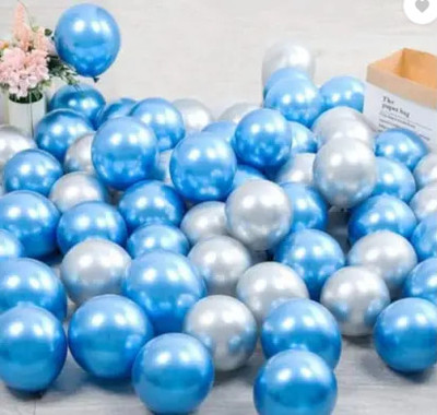 PARTY BREEZE Solid 50 Balloons Blue And Silver For Kids/Adult/Party/Birthday Decorations Balloon Balloon(Blue, Silver, Pack of 50)