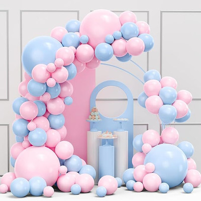 BCollectns Solid Baby shower decoration balloon garland kit ( set of 62) Balloon(Pink, Blue, Pack of 62)