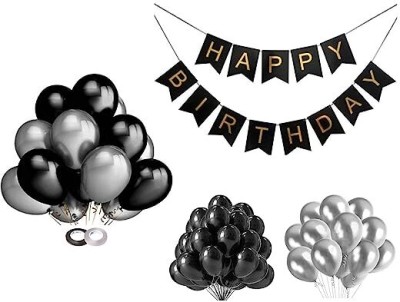 LAZYBEEE Solid 41 black silver Balloon(Black, Silver, Pack of 41)