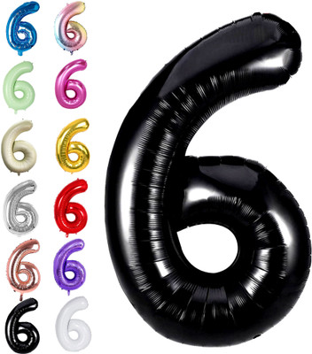 Party Bird Solid Birthday/ Decoration Foil Plain 6 Number 32 Helium Supported Letter Balloon(Black, Pack of 1)