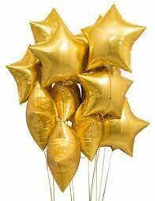 Tejal Trader Solid New-01-trader-pb10 golden starbs Balloon(Gold, Pack of 10)