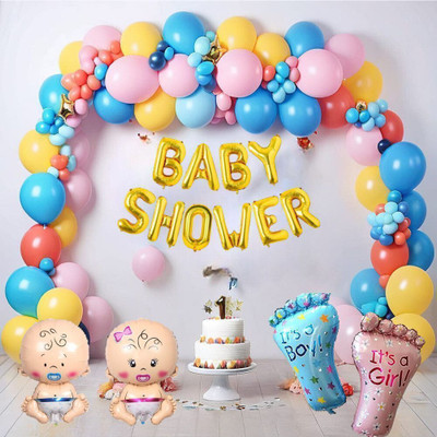 ARV Printed Baby Shower Foil Balloons Party Decoration Kids Boy Arrival Balloon(Multicolor, Pack of 59)