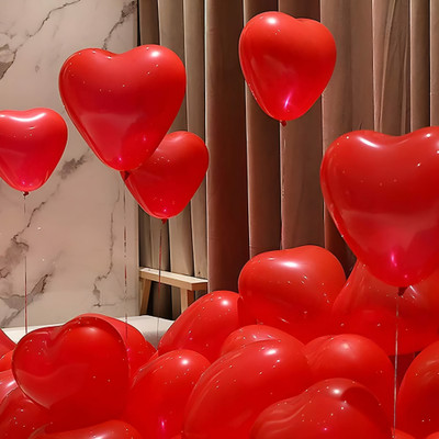 ZAMBOOREE Solid VALENTINE-26 (25 RED DIL BALLOON + 2 R) Balloon(Red, Pack of 25)