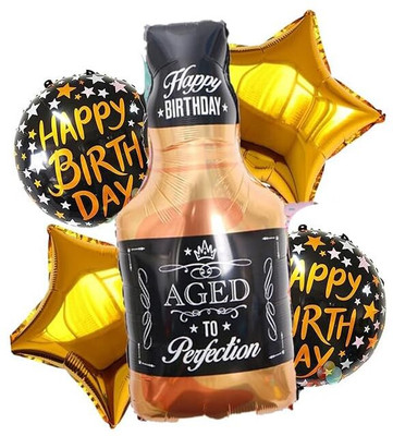 Abhinandan Decors Printed Aged to perfection pack of 5 foil Balloon(Brown, Pack of 5)