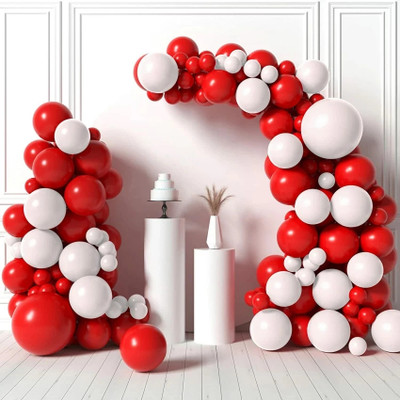 Tejal Trader Solid Metallic HD Toy Balloons Red & White Balloon(Red, White, Pack of 50)