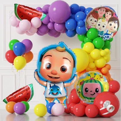 PopTheParty Printed Cocomelon Theme Birthday Decoration Items Sets of 57 For Kids Birthday Celebrate Balloon Bouquet(Multicolor, Pack of 57)