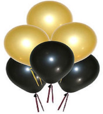 Shreeji Decoration Solid Solid Metallic Gold(25) and Black(25) Finest Combination Balloon(Gold, Black, Pack of 50)