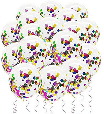 Tejal Trader Printed Confetti Metallic Latex Balloons Multicolour Theme Set of 20 for Birthday Decor Balloon(Multicolor, Pack of 20)
