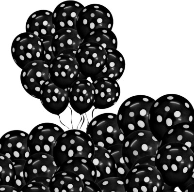 Dul Dul Printed Black polka Dot Balloons 100 pcs - Birthday Decoration/Party,Baby Shower, Balloon(Black, Pack of 100)