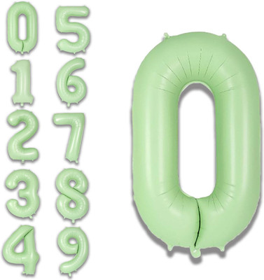 Party Bird Solid Birthday Decoration Foil Plain 0 Number 32 Inches Air, Helium Supported Balloon(Green, Pack of 1)