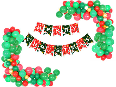 R G ACCESSORIES Red Green Golden White Silver Balloon Combo Pack of 62 pcs For Party Decoration(Set of 61)