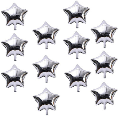ARV Solid Birthaday Decoration item-Pack of -12 Balloon(Silver, Pack of 12)