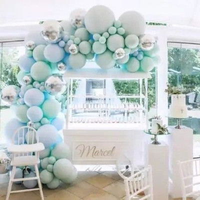 PARTY MIDLINKERZ Printed Green and Blue Pastel Birthday Decoration Kit combo 124 pcs with Balloon Pump Balloon(Multicolor, Pack of 125)