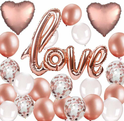 Tejal Trader Solid SOILOVE+2Hrt+12RG/W+5ConRoseGold Balloon(Multicolor, Pack of 21)