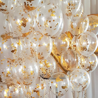 DAY DECOR Solid Metallic Latex Birthday Party Decoration Golden Confetti Balloons Combo Kit Balloon(Gold, Pack of 10)